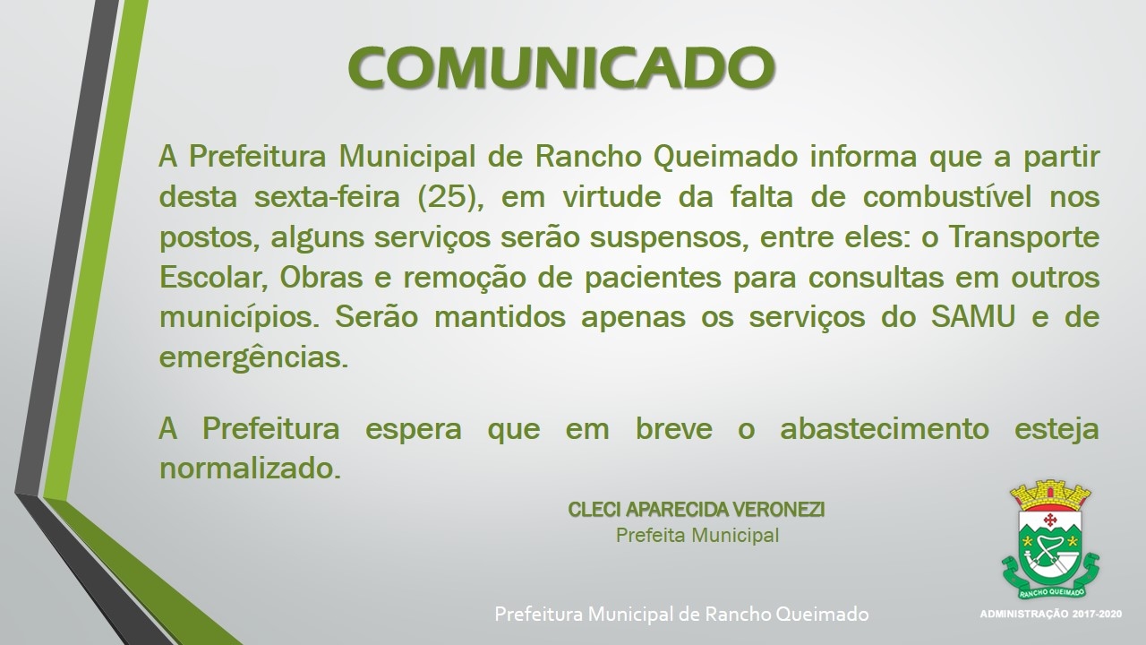 Comunicado: Falta de Combustível