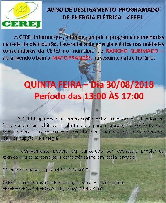 Aviso de Desligamento Programado de Energia
