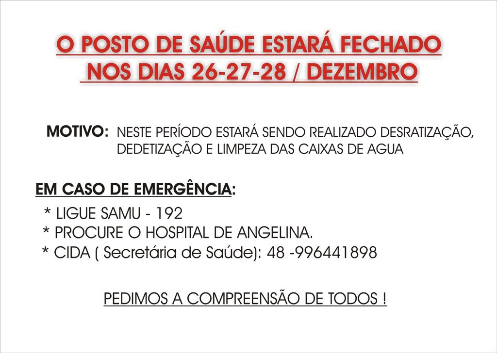 Atenção: Posto de Saúde Fechado