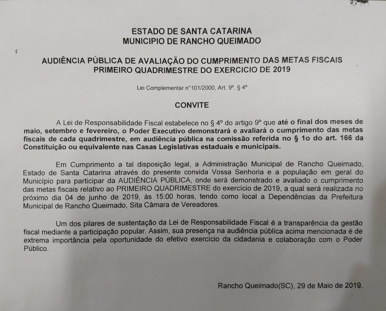 Audiência Pública: Cumprimento das Metas Fiscais