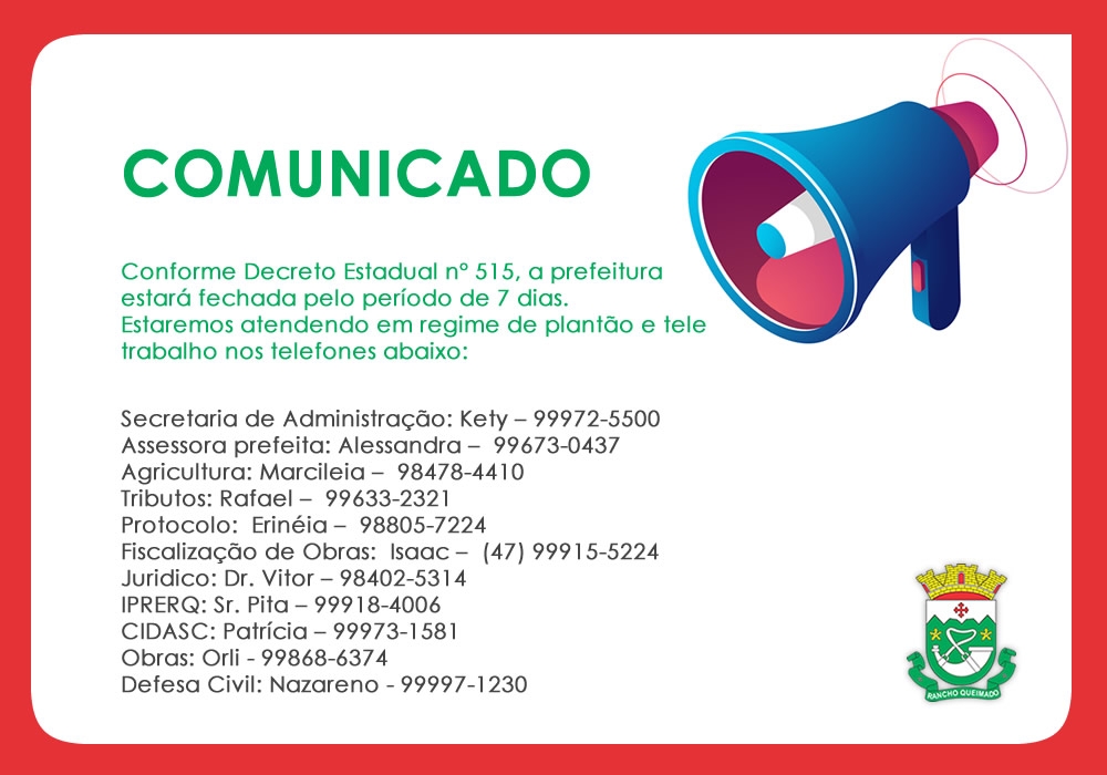 Comunicado: Prefeitura Fechada